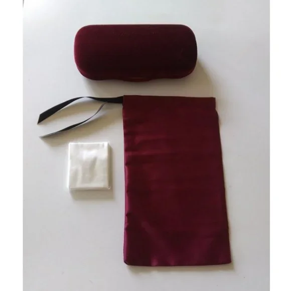 Gucci Sunglasses Eyeglasses Case Burgundy wine Velvet Clamshell Case dustbag - Picture 3 of 5